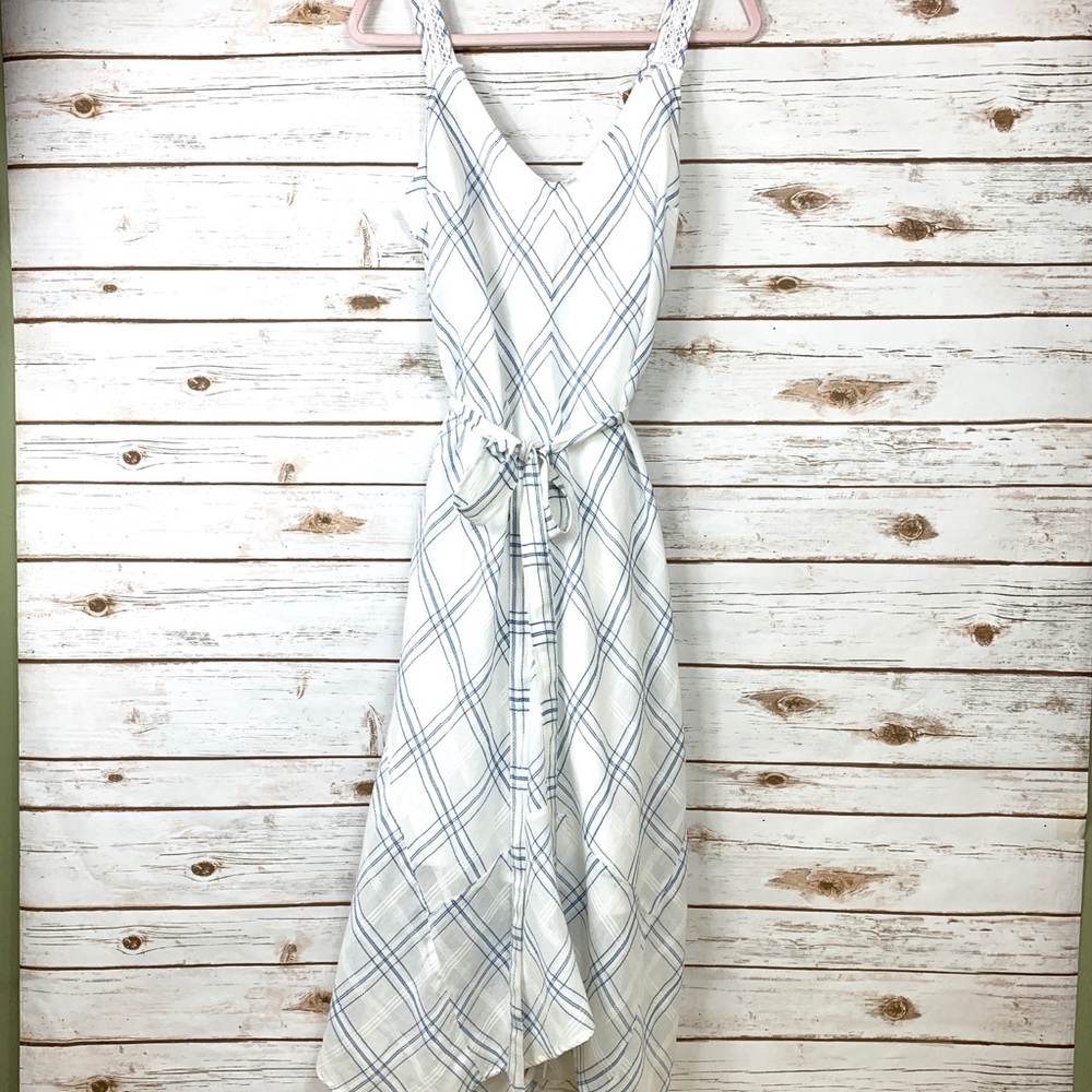 LC Lauren Conrad Blue & White Asymmetrical Dress
